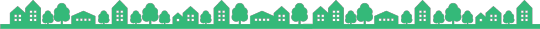 a green silhouette divider of houses and trees